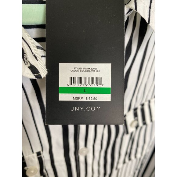 Jones New York Signature Womens Black White Striped Button-Down Shirt Large NEW - Picture 4 of 8